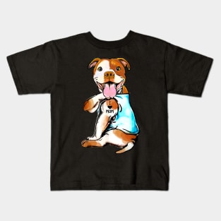 Funny Dog Pitbull I Love Mom Tattoo Gift Shir Kids T-Shirt